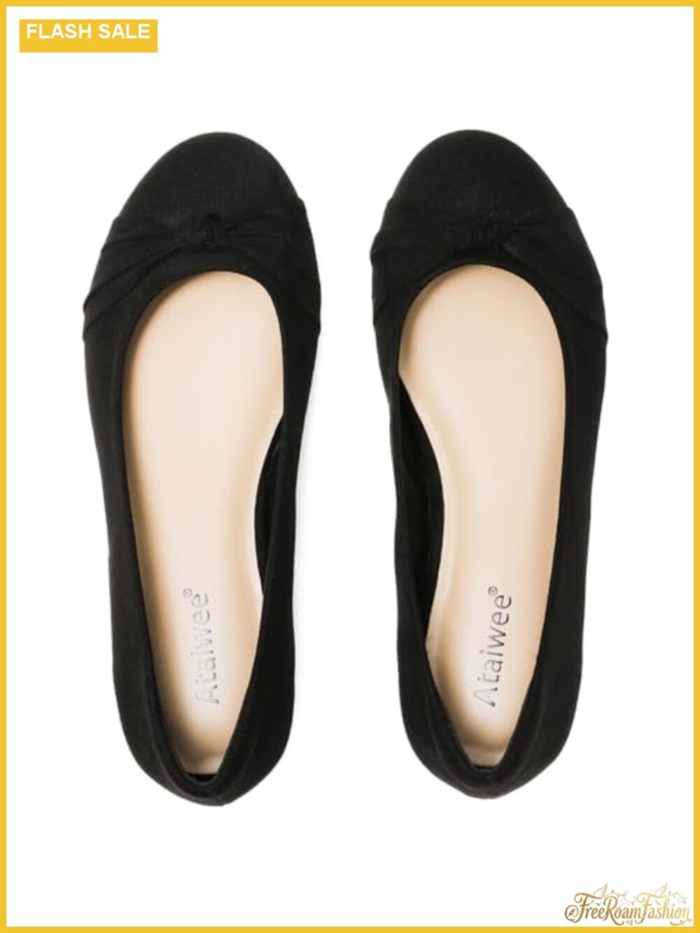 Wide Width Ballet Flats Faux Suede Round Toe Slip On